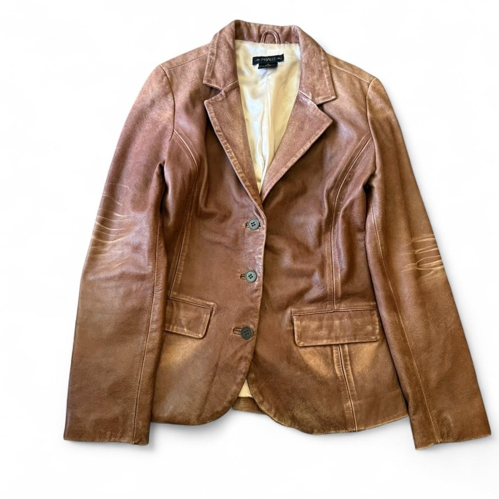 Pigalle Vintage Distressed Brown Leather Jacket